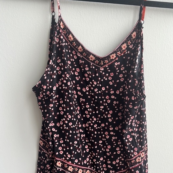 Black Floral Floor Length Dress Size Large NWT - Picture 2 of 4